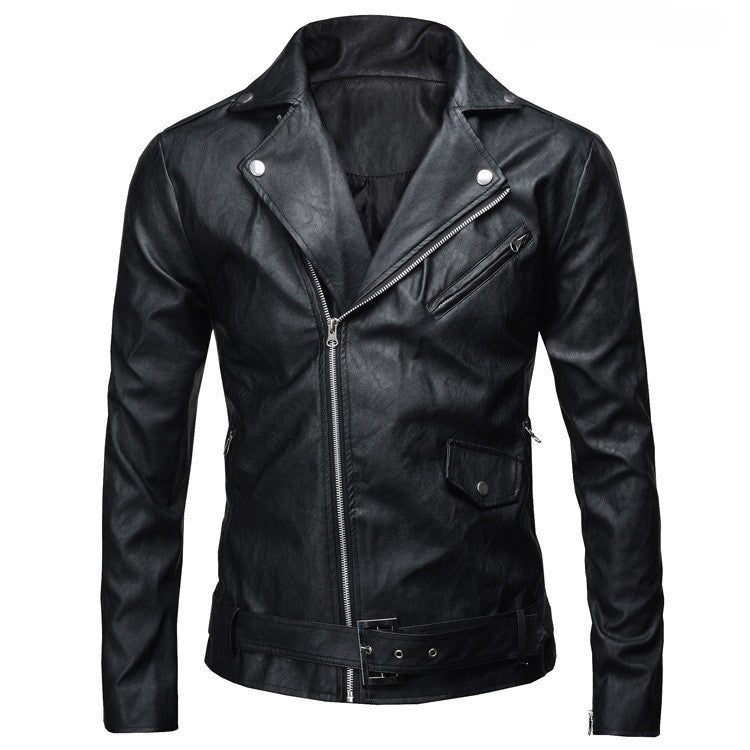 Black White Faux Leather Jacket Spring Autumn Slim Fit Men's Motorcycle Jacket With Zipper Casual Male Coat Outerwear Tops