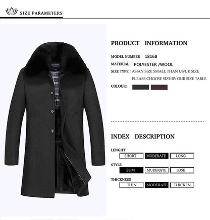winter jackets men thicken woolen coat long outwear male warm overcoats fur wool & blends mens clothing l-4xl #18168 Holyrising