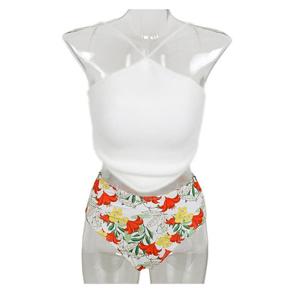 New Korean Sle Women's Bikini Sexy Bal Small Chest e Split Faionable Cross-Border Hot Spring Swimming Suit