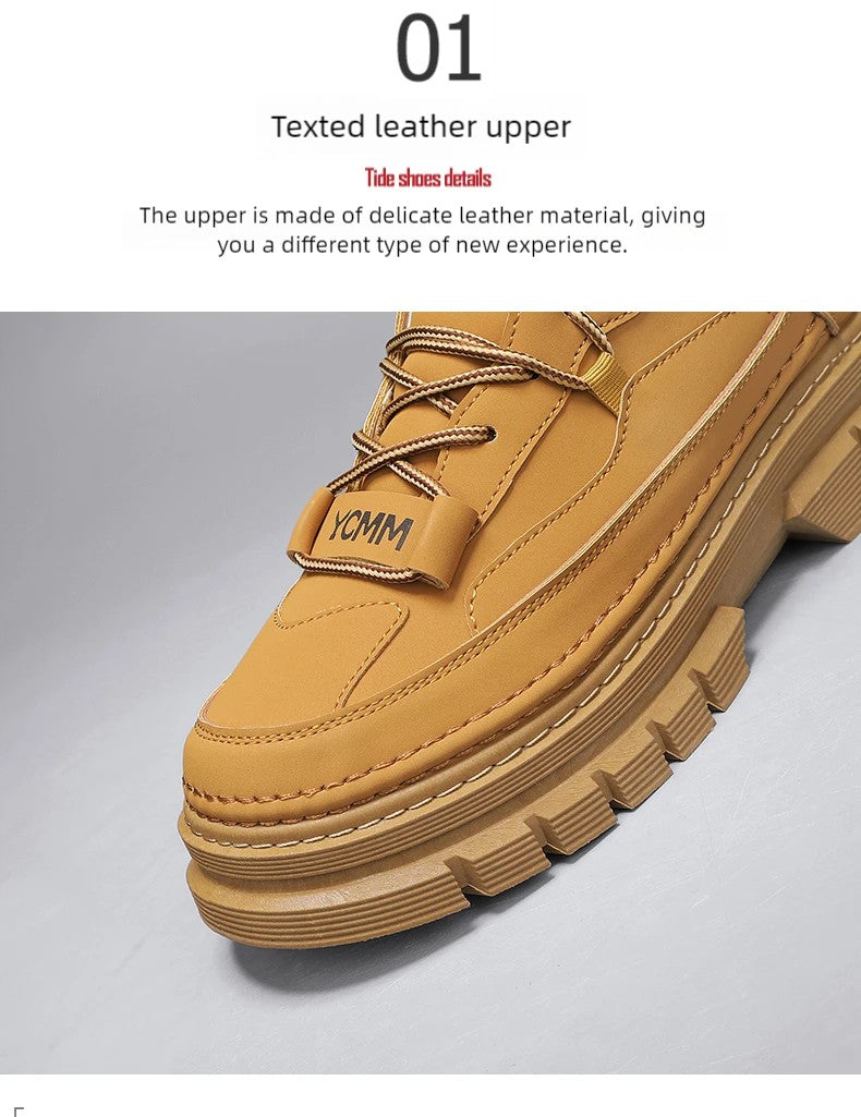 Men's boots four season high-top Joker thick-sole casual boots soft-sole non-slip comfort outdoor boots fashion youth work boots