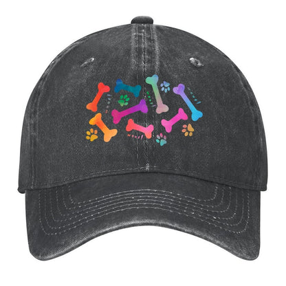 Rainbow dog bones and paw prints pattern Baseball Cap Luxury man cap fashionable Brand Man cap Cosplay Caps For Men Women's
