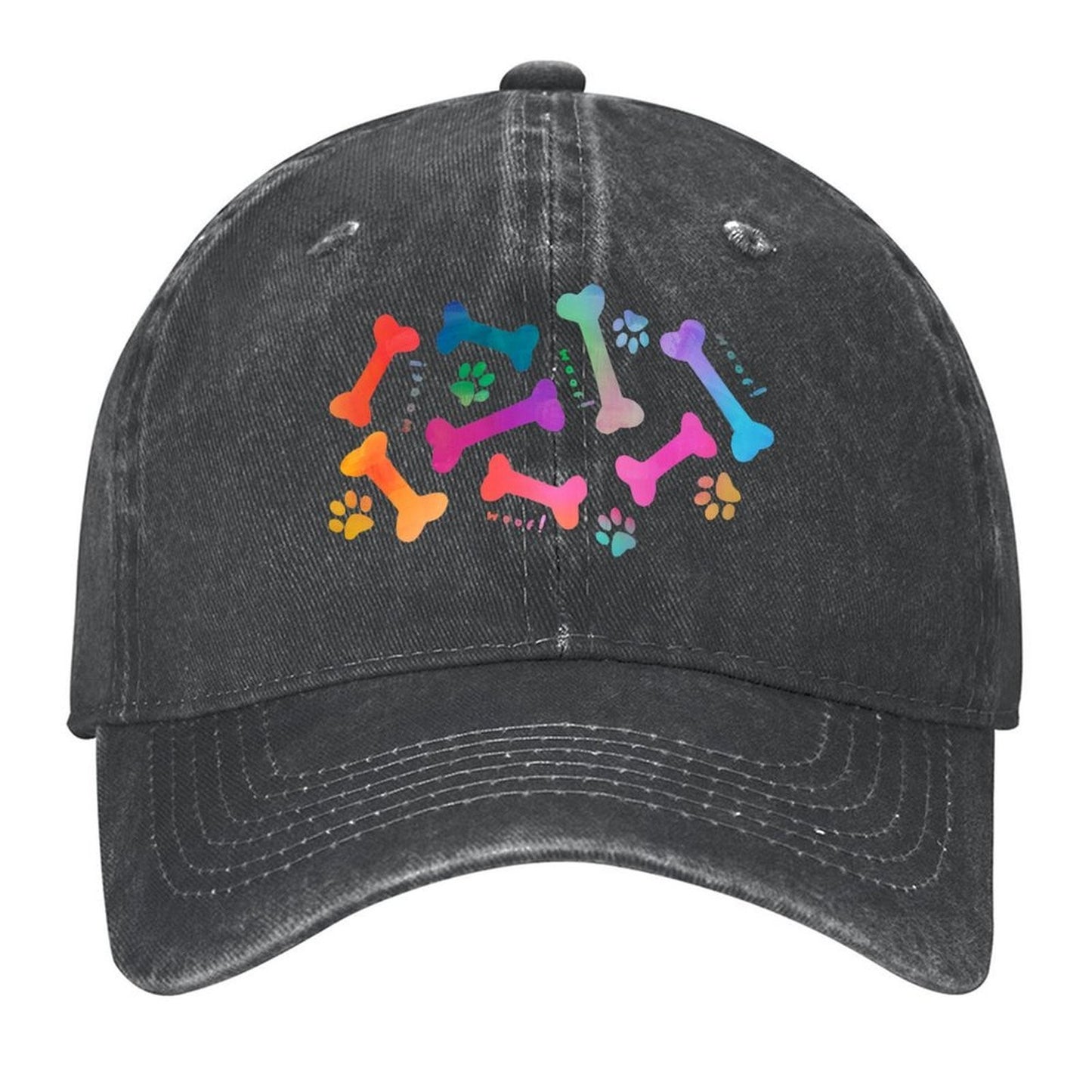 Rainbow dog bones and paw prints pattern Baseball Cap Luxury man cap fashionable Brand Man cap Cosplay Caps For Men Women's