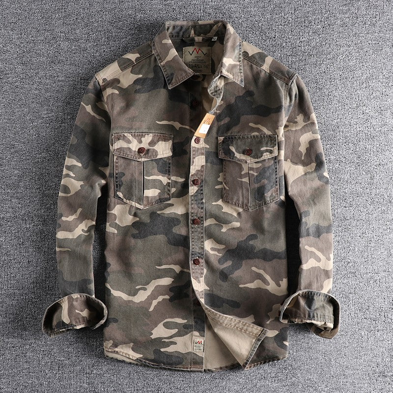 [24hour Fast Shipping] Men Camouflage Cargo Shirts High Quality Durable Outdoor Hiking Sport Daily American Style Casual Camicia