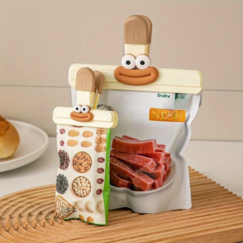 Prendedores de Saco de Lanche de Desenho Animado, Clipes Seladores de Alimentos Multifuncionais para Armazenamento à Prova de Umidade - Clipes Seladores de Saco de Alimentos de Plástico