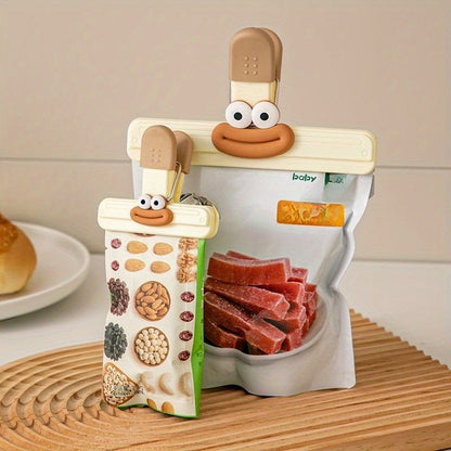 Prendedores de Saco de Lanche de Desenho Animado, Clipes Seladores de Alimentos Multifuncionais para Armazenamento à Prova de Umidade - Clipes Seladores de Saco de Alimentos de Plástico