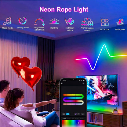 DC5V WS2812B WS28111 Round Reticulate Pattern Neon LED Strip 360 Degree Smart RGB Flexible Silicon Light Tape IP67 And 28Key Kit