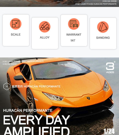 Bburago 1:24 Lamborghini Huracan Performante Carro de Liga Fundido e Veículos de Brinquedo Modelo de Carro em Miniatura para Crianças