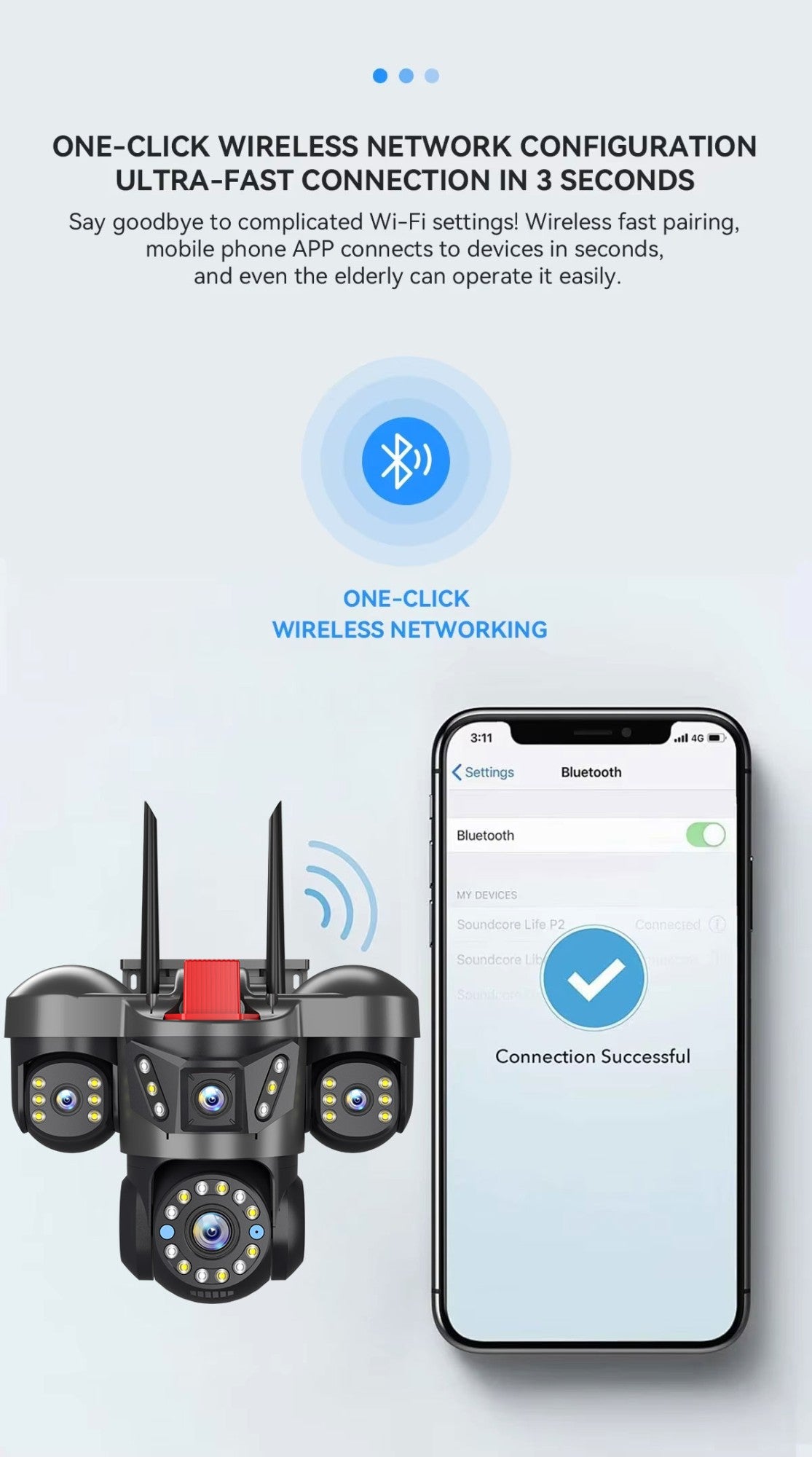 10K 20MP UHD Outdoor WiFi IP Camera Four Len Four Screen 360° 16X Zoom PTZ Security Cam Auto Tracking CCTV Wireless Surveillance