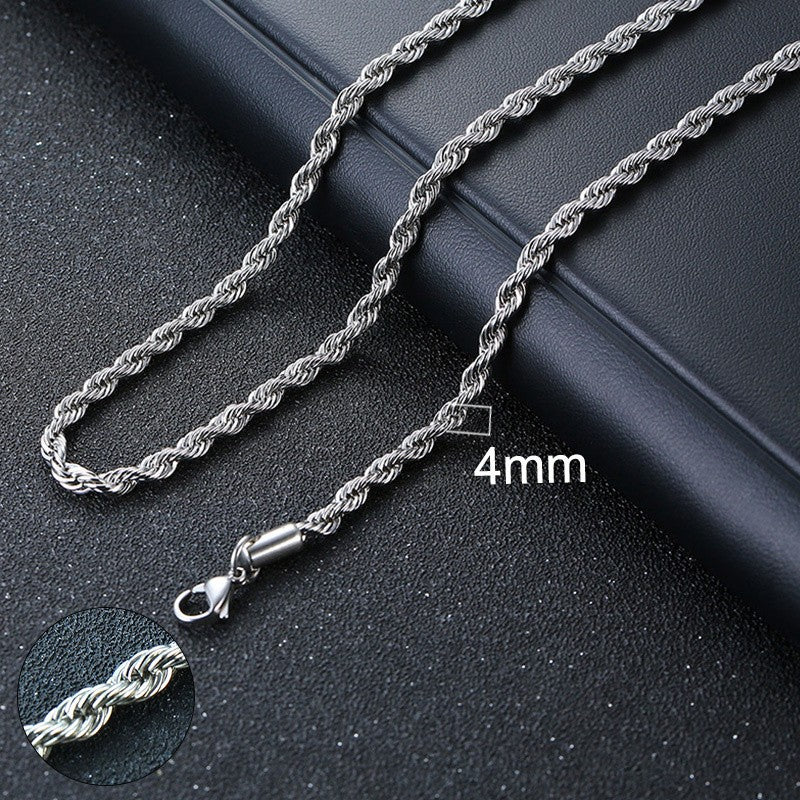 Vnox 3D Vertical Bar Necklaces for Men, Layering Stainless Steel Geometric Pendant, Layered Wheat Rope Cuban Chain, Boy Collar