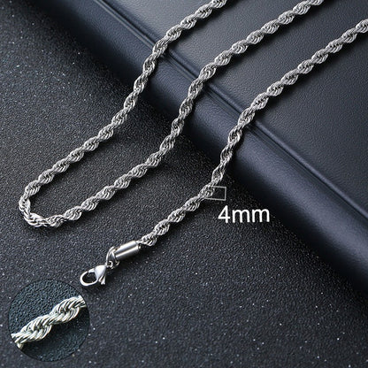 Vnox 3D Vertical Bar Necklaces for Men, Layering Stainless Steel Geometric Pendant, Layered Wheat Rope Cuban Chain, Boy Collar