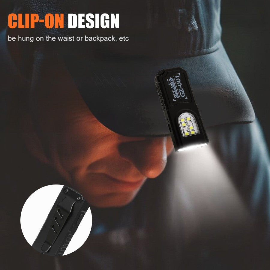 Mini COB LED Flashlight USB Rechargeable Torch with Magnetic Portable Powerful Working Light Outdoor Emergency Keychain Light