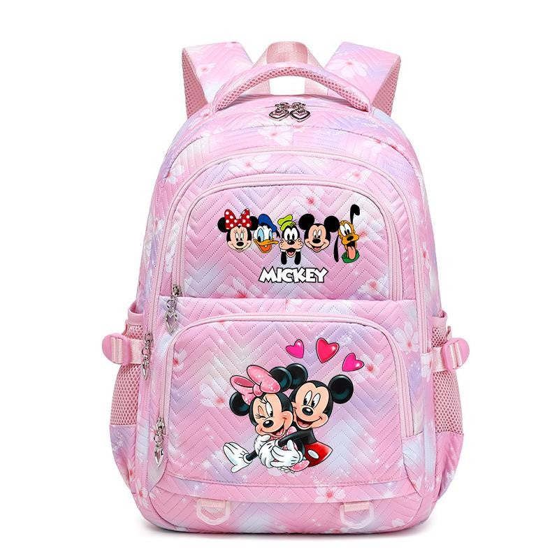 Mochila Mickey Minnie 3 Peças para Meninas e Meninos com Lancheira e Estojo, Mochila Escolar Fofa para Ensino Fundamental e Médio, Presente de Natal