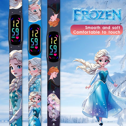 Disney Frozen Digital Kids' Watches Anime Figures LED Luminous Watch Touch Waterproof Electronic Sports Watch Kids Birthday Gift