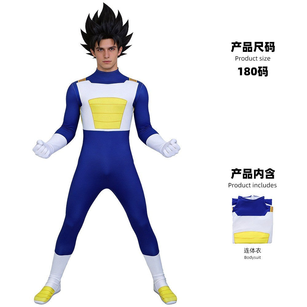 Halloween Vegeta Cos Jumpsuit Game Character Cosplay Bodysuit Halloween Party Costume Adult Fancy Dress Outfit Cosplay Uniform