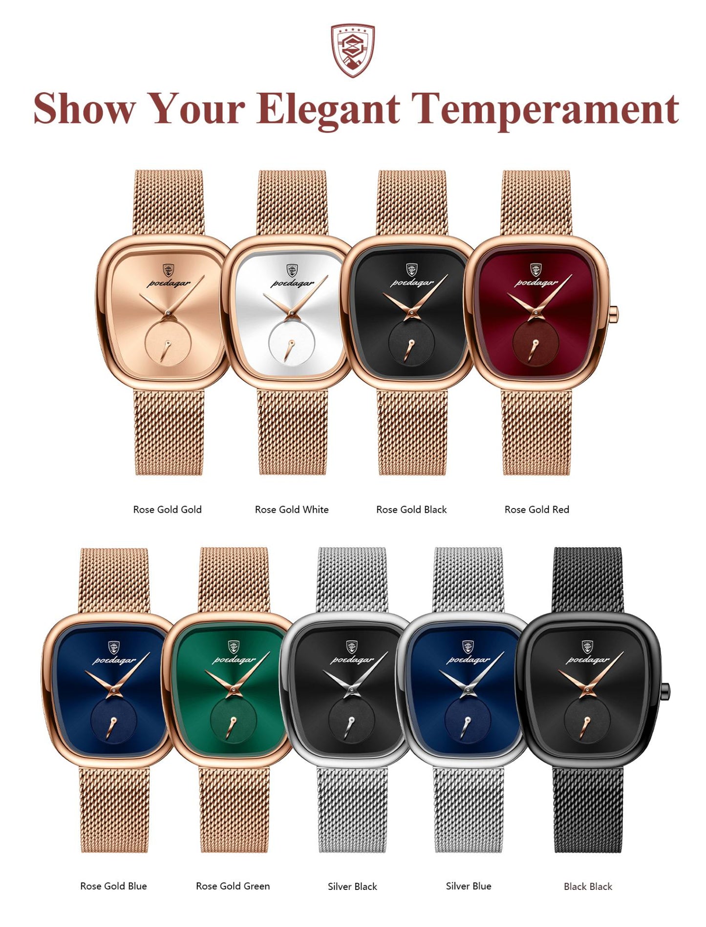 POEDAGAR Luxury Brand Woman Watch Waterproof Stainless Steel Mesh Women's Watches Fashion Elegant Quartz Ladies Wristwatch Reloj