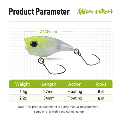 Isca Artificial Kingdom Micro Expert Topwater Popper 1.5g 2.2g 27mm 34mm Flutuante Rígida Wobblers Pesca Riacho Truta Baixo
