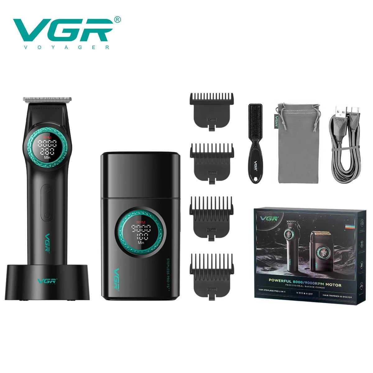 VGR Hair Trimmers Professional Hair Clippers Electric Hair Clippers 0MM Trimmer Reciprocating Mens Beard Trimmers V-977 V-377