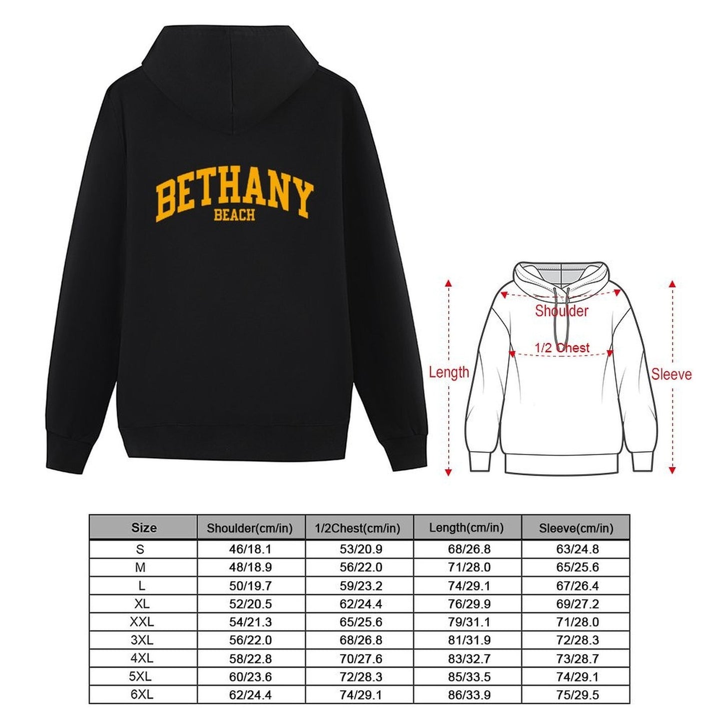Bethany Beach Hoodie mens clothing anime clothes men clothes men wear new in hoodies & sweat-shirt