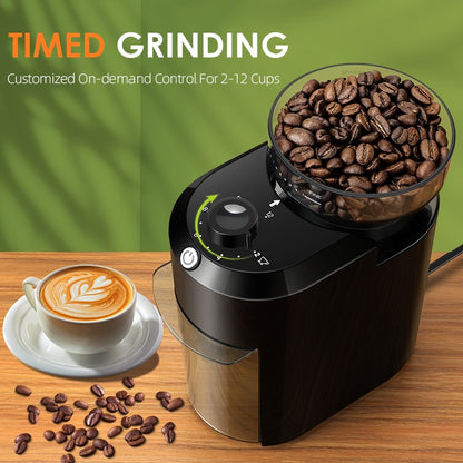 Moedor de Café Elétrico de Rebarba Wancle, Moedor Cônico Ajustável para Grãos de Café com 28 Configurações Precisas de Moagem 220V/120V