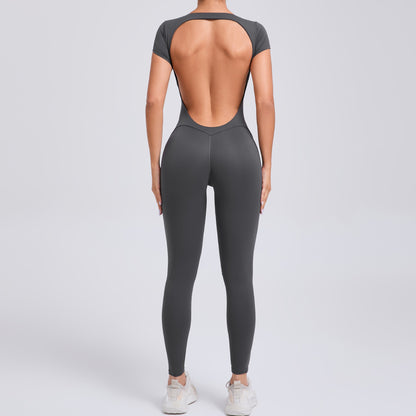 Yoga Set Sexy Backless One-piece Suit Female Rompers Quick Dry Yoga Clothing Workout Bodysuits Flared Sports Jumpsuit Women