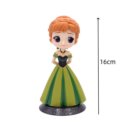 Miniso 14cm Princesas Q Posket Bonecas Elsa Anna Mulan Tinker Bell Elsa Aladdin kawaii Brinquedo para Bolo Decoração Modelo menina presente