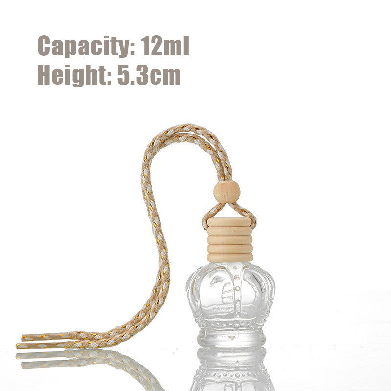 5PCS 8-12ml Empty Clear Glass Car Perfume Bottle Auto Air Freshener Car Decoration Pendant Essential Oil Diffuser Container