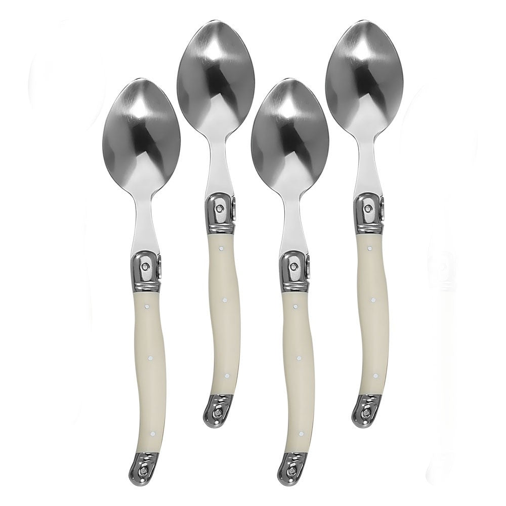 Conjunto de 4 Garfos, Facas e Colheres de Bife Jaswehome Laguiole, Acabamento Espelhado, Aço Inoxidável Coreano, Talheres de Prata