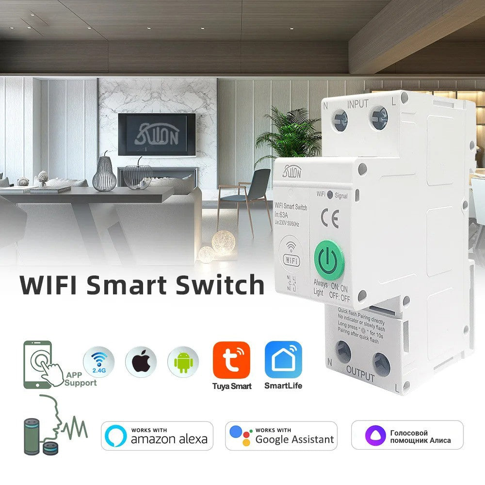 WIFI/ZigBee Smart Circuit Breaker Smart Switch Power Metering Remote-Metering Circuit Breaker 1P40A 2P63A Work With Tuya Alexa