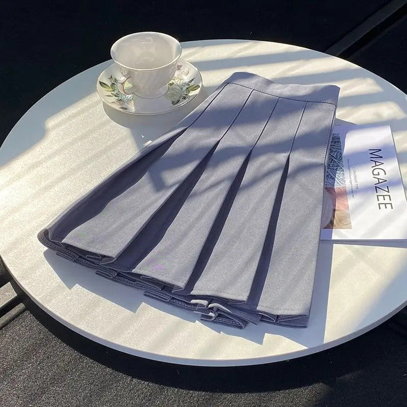 Plus Size High Waist Black Pleated Mini Skirt Sweet School Uniform Style A- Line plus Size Skirt Spring Summer Autumn Small F...