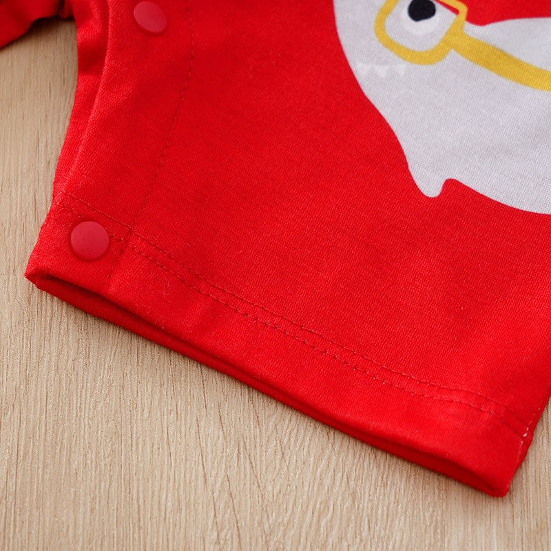 Newborn Baby Clothes Animal-Red sharkPrint Fashion Infant Jumpsuit Toddler Short Sleeve One-piece Pajamas Bodysuit Summer Romper