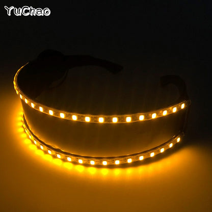 Led Glasses NightClub Masquerade Concert Club Neon Accessories Cool Vogue Flashing LED Futuristic Glasses Men Metal Cool Glasses