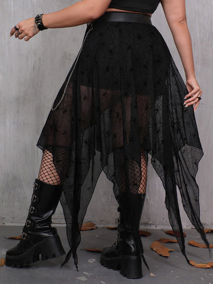 Elegant Lace-Up Victorian Steampunk Maxi Skirt with Ruffle Hem for Cosplay Halloween Party Gothic Costume Wear
