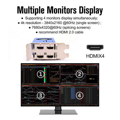 Placa de vídeo com múltiplos monitores SRhonyra GT730 4 HDMI Placa de vídeo Multi Screen Splicing 2GB GDDR5