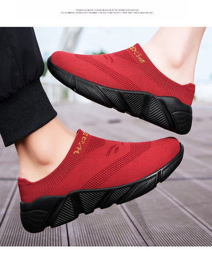 Men And Woman Sneakers Couples Slip On Half Shoes Comfortable Ankle Sock Shoes Increase Height Casual Shoes Size 35-47