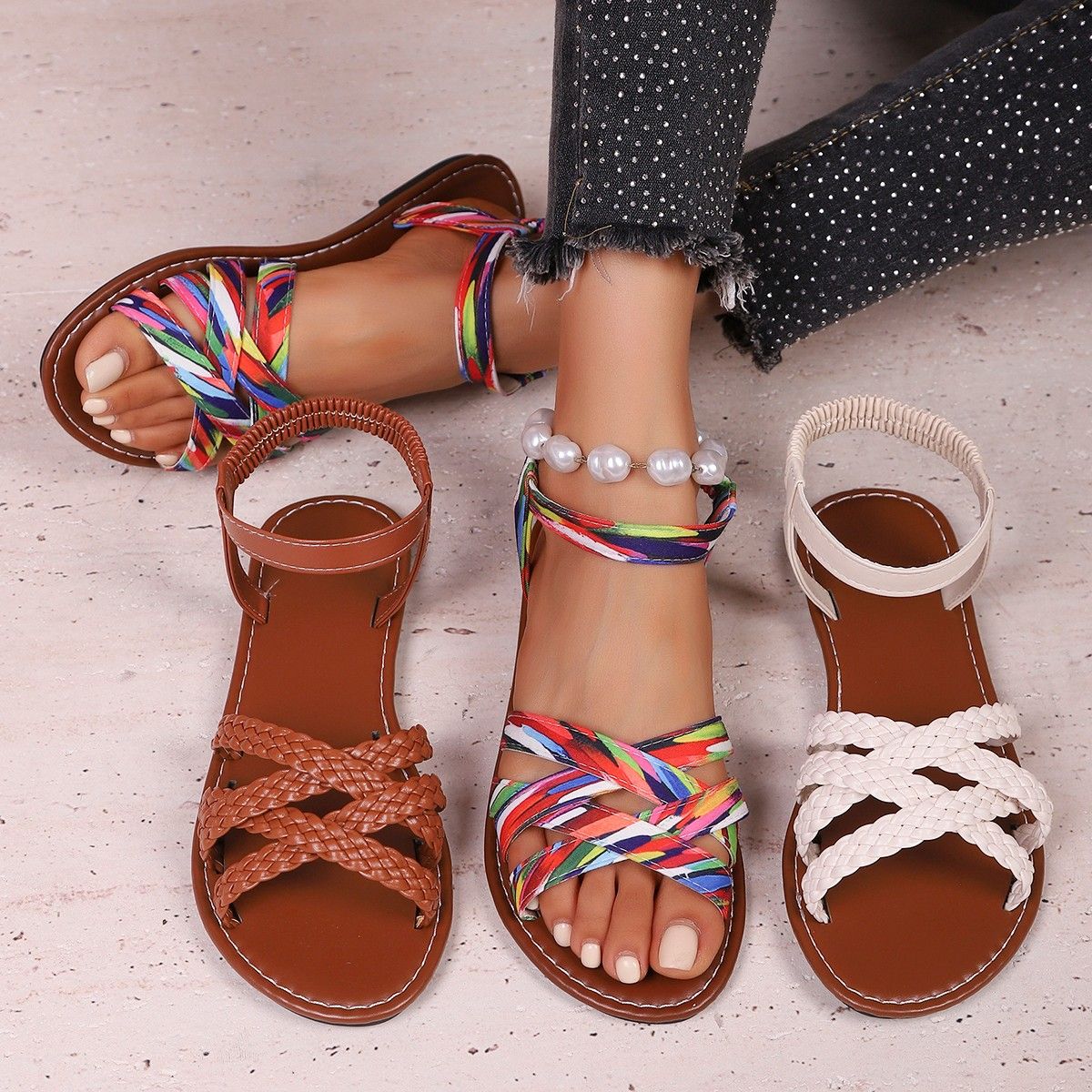 Summer Braided Woman Sandals Party Shoes Ladies Outdoor Sandals for Women Casual Shoe Soft Sandal Rubber Female Footwear