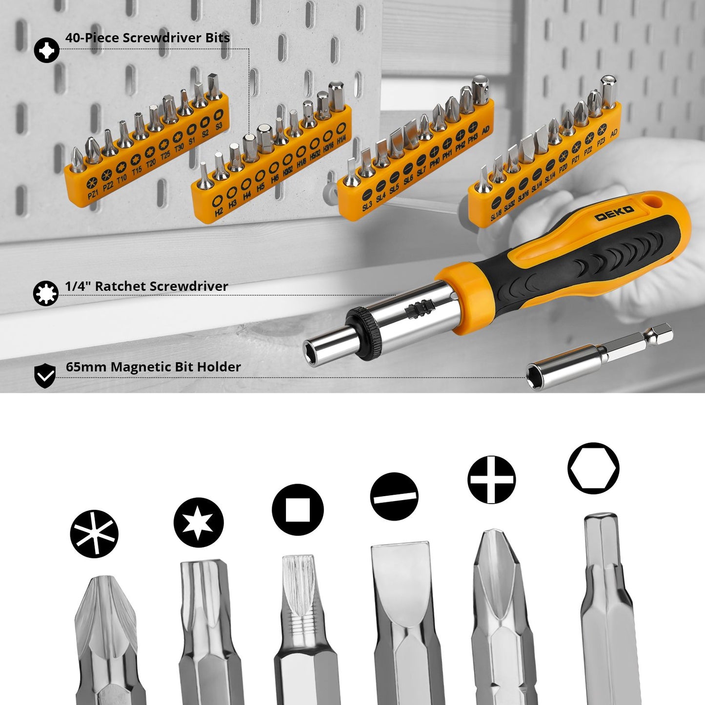Conjunto de Ferramentas Manuais DEKO 228 Peças com Chave de Soquete e Caixa de Ferramentas de Plástico para Reparo Automotivo