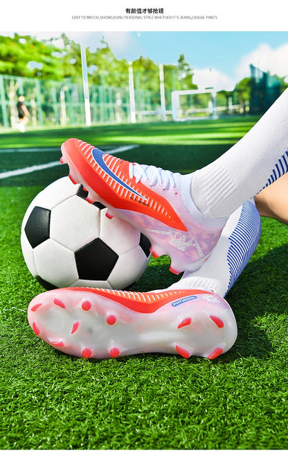 New Men's Soccer Shoes High-Top Soccer Cleats Outdoor Breathable Athletic Professional Spikes Youth Boys Football Shoes Unisex