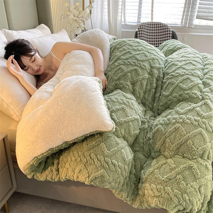 Manta de Cama Grossa de Inverno Quente de Alta Qualidade Cordeiro Artificial Caxemira Cobertores Pesados Edredom de Inverno Mais Grosso e Quente