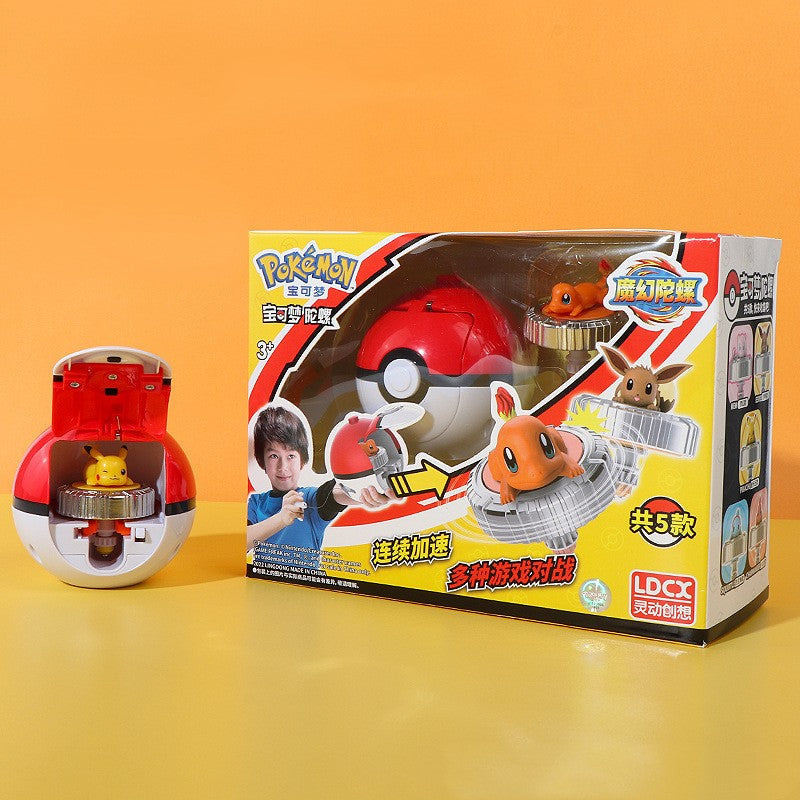 Pokemon Battle Spinner Toy Pikachu Charmander, Magic Gyro Combat Top with Poke Ball for Kids Gifts