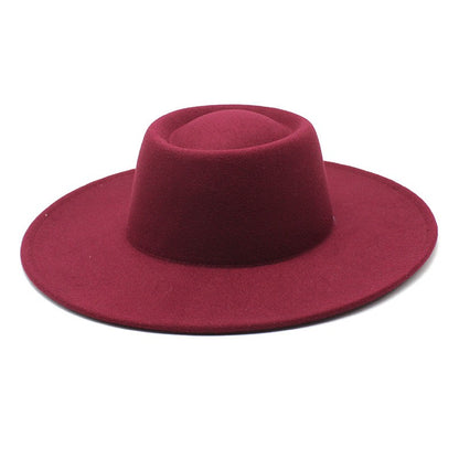 Classic British Style 9.5CM Big Wide Brim Fedora Hat For Women Fashion Autumn Winter Felt Church Hats Wedding Dress Jazz Cap