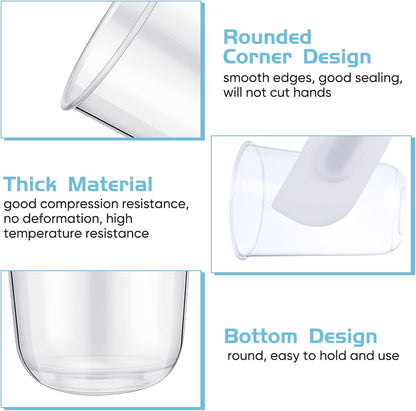 100 Conjuntos de Copos para Parfait de 470 ml com Tampas Cúpula - Copos de Plástico para Iogurte com Inserção sem Furo e Garfo/Colher - Copos Descartáveis para Sobremesa