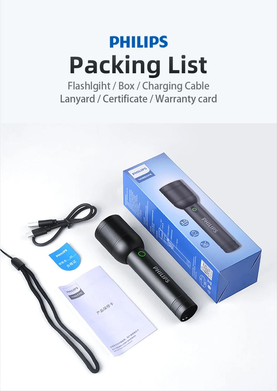 2025 New Philips SFL8168 3200 Lumen LED Flashlight 1000m Portable Powerful Bright Flashlights Camping Lamp for Outdoor Hiking