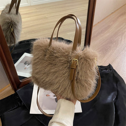 Solid Zipper Women's Shoulder Bags Ladies Bags on Sale 2024 High Quality Winter Milk Cotton Women's Handbags Fashion Soft Bolsos