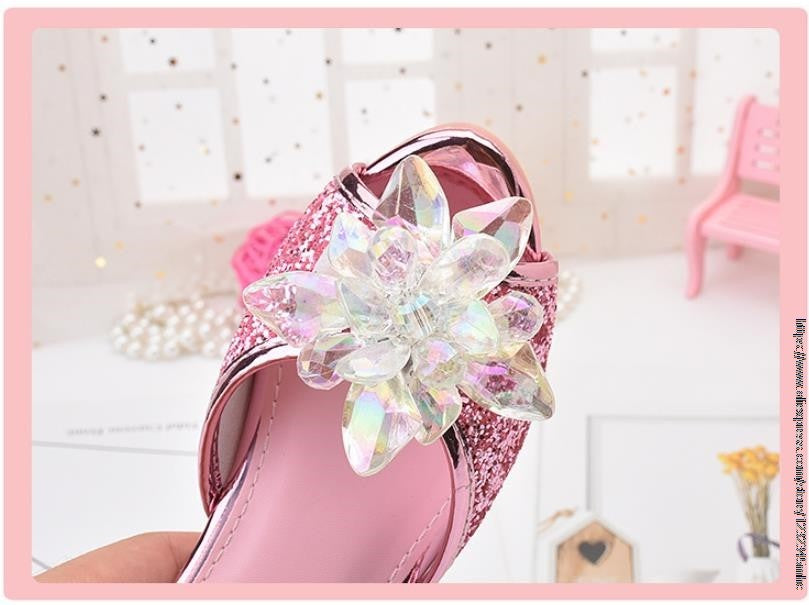 Shoes For Girls Cartoon Leather Children Shoes Frozen Princess Kids Shoes Girl Slippers Dress Snow Queen Sandal