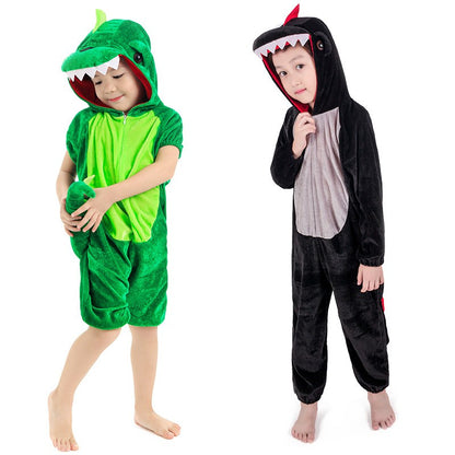 Cute Child Dinosaur Kugurumi Costume Cosplay Boys 2-4T 4-8Y Green Black Kindergarten School Party Game Role Play Suit Umorden