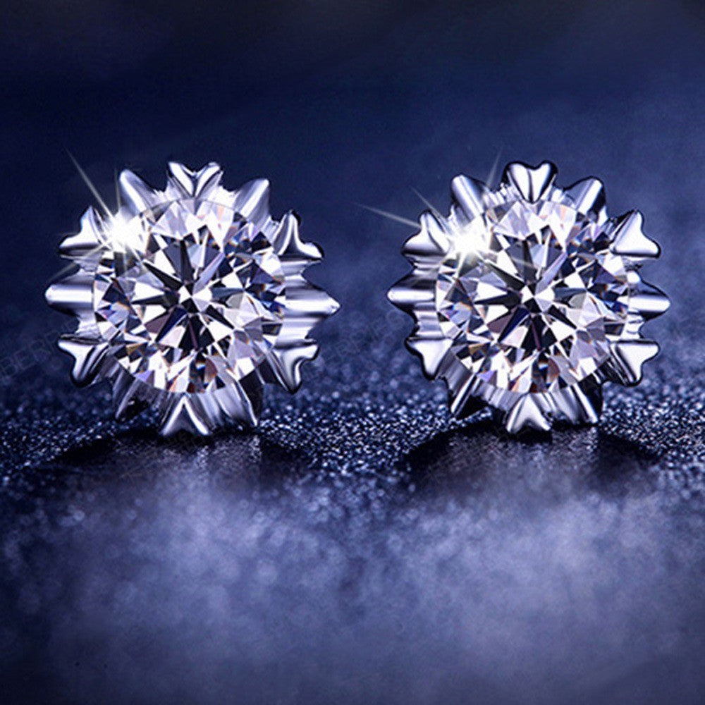 Luxury Brand Jewelry 925 Sterling Silver AAA Zirconia Flower Earrings for Women Engagement Jewelry Gift