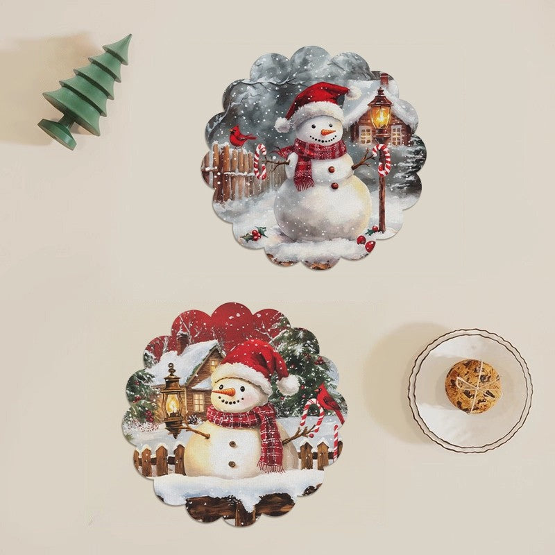 4pcs Christmas Placemats Dinner Table Cloth Plates Mat Resistant Table Mats Place Mat Christmas Party Tablecloth Decoration