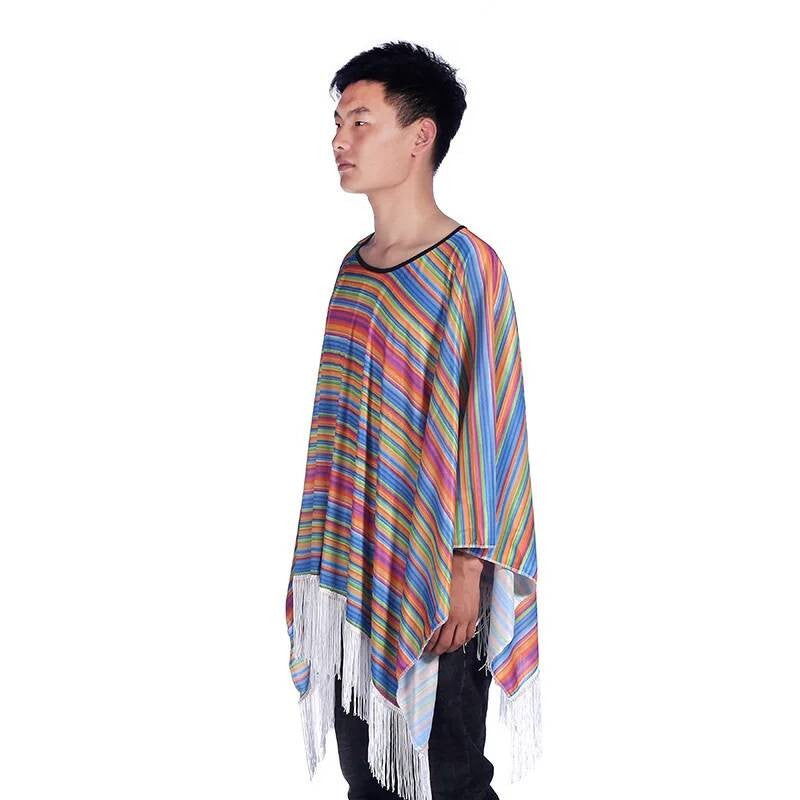Mexican Shawl Halloween Cloak Cosplay Dance Party Mexican Hat Adult Ribbon Cloak Adult Kids Funny Costume Halloween Cosplay