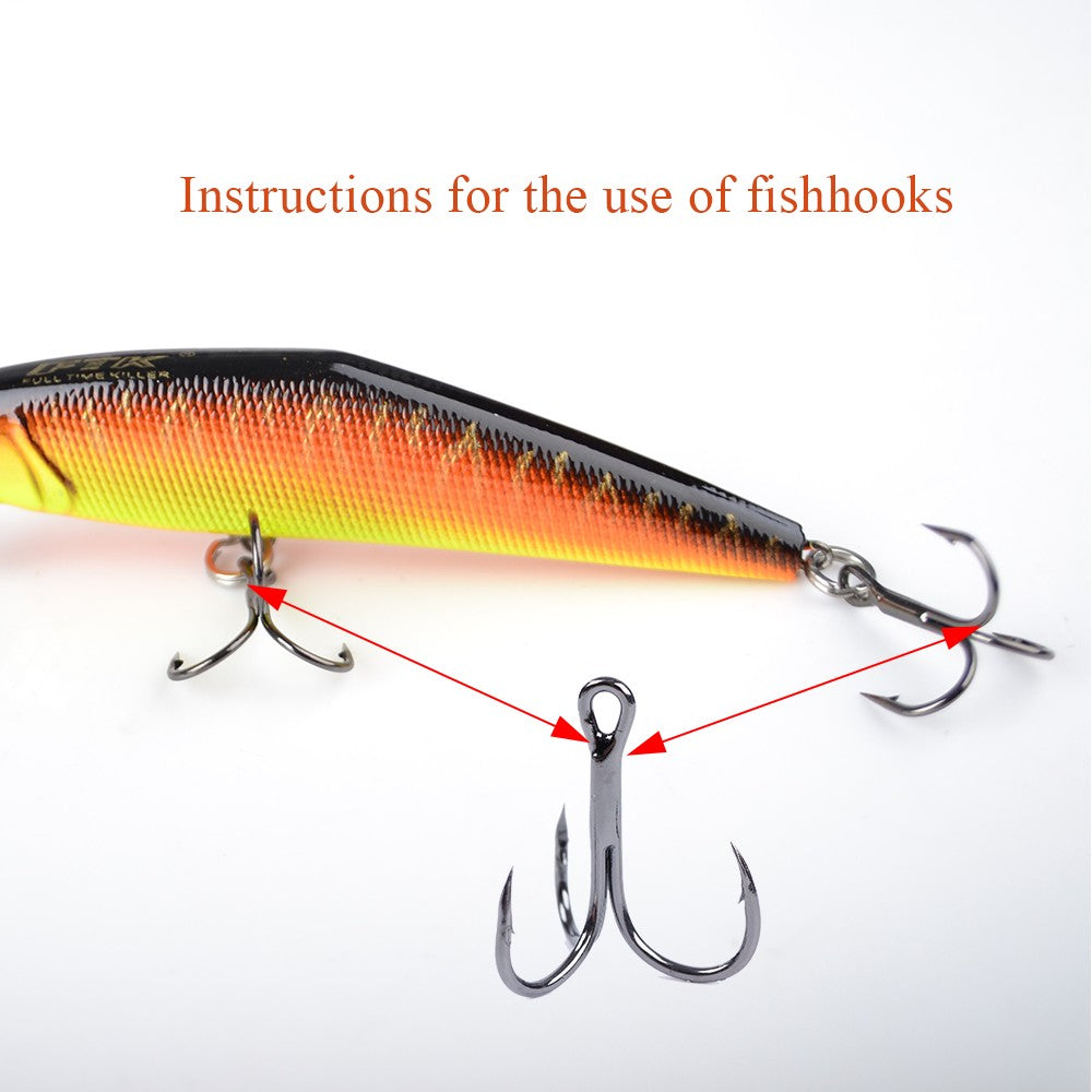 FTK Anzol de Pesca Bass com Três Pontas e Suporte para Isca, Suporte para Isca, Anzol de Isca, Conjunto de Anzóis de Manivela para Amarração de Mosca, Água Salgada, Anzol de Agulha para Pesca