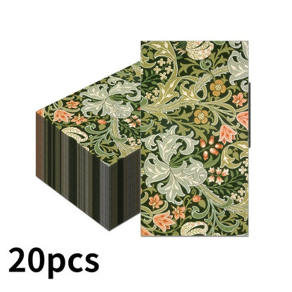 20pcs/Set Vintage Pattern Vine Long Paper Napkins, Disposable Dinner Paper for Party Wedding, Tissues Bathroom Hand Towels